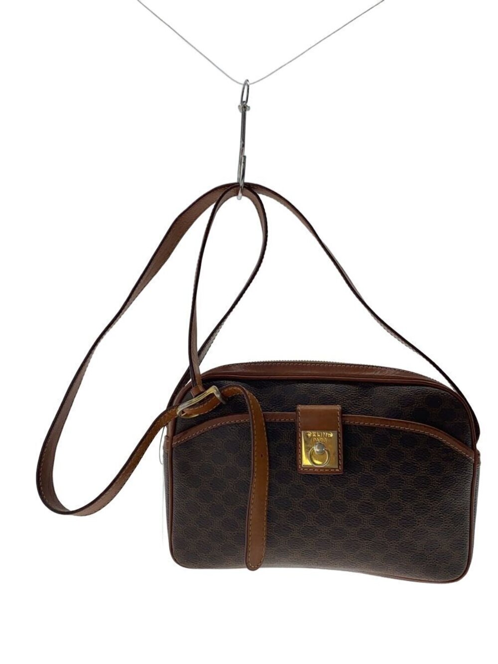 Celine Shoulder Bag Brown All over Macadam
